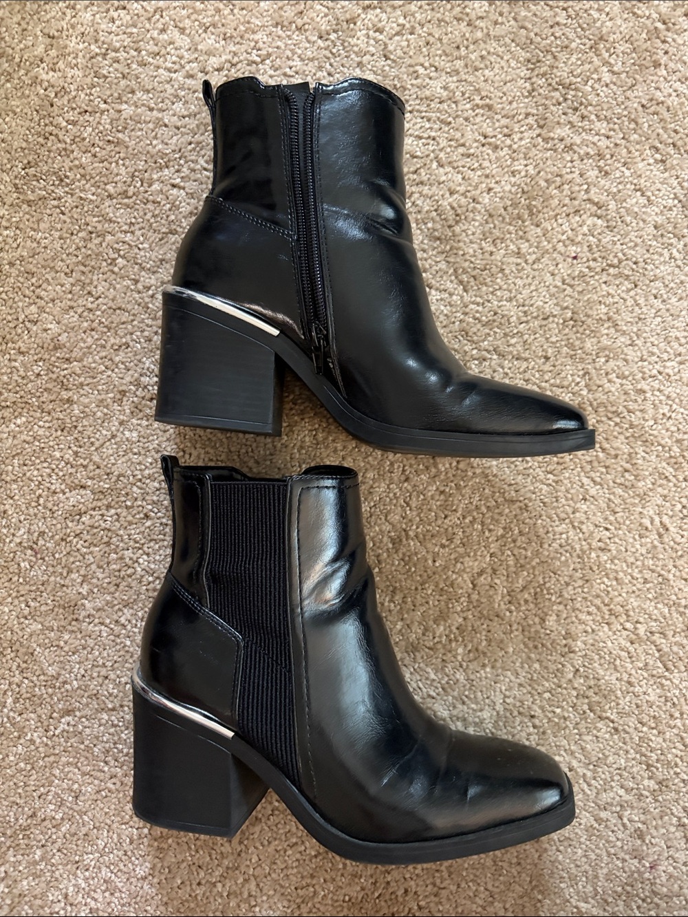 Kelly & Katie Black Ankle Booties with Block Heel
